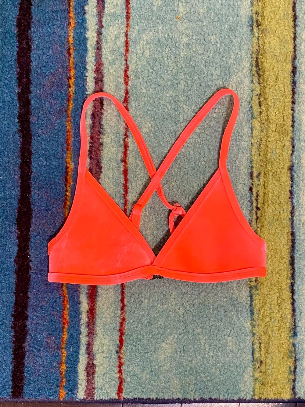 Hoaka Swwear Neon Coral Bikini Top – Triangle Crossback Swim Bralette